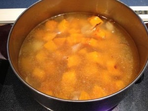 pumpkin soup in pot cooking WEB